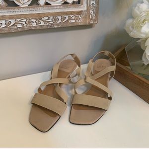 Vintage Stuart Weitzman Square Toe Nude Kitten Heels
